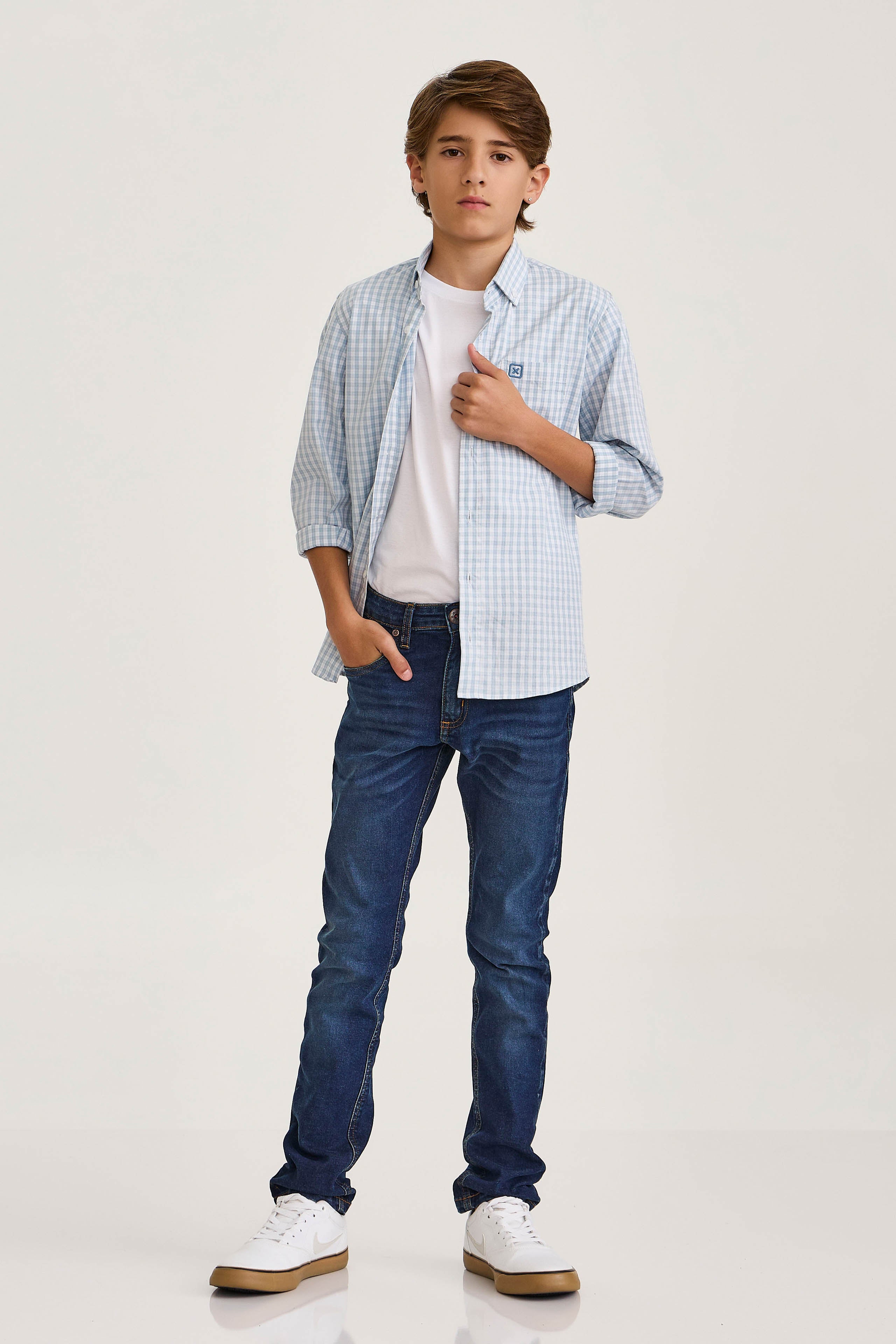 CAMISA TRICOLINE REGULAR BORDADA 29235Li INFANTIL