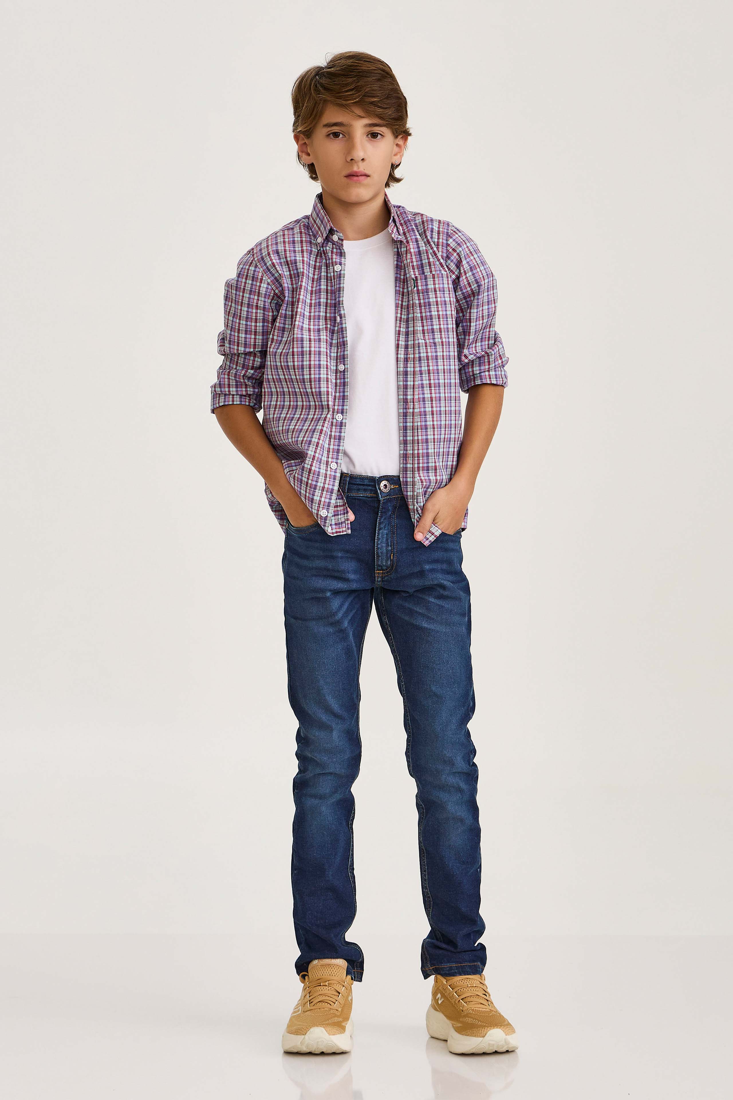 CAMISA TRICOLINE REGULAR BORDADA 29236Li INFANTIL