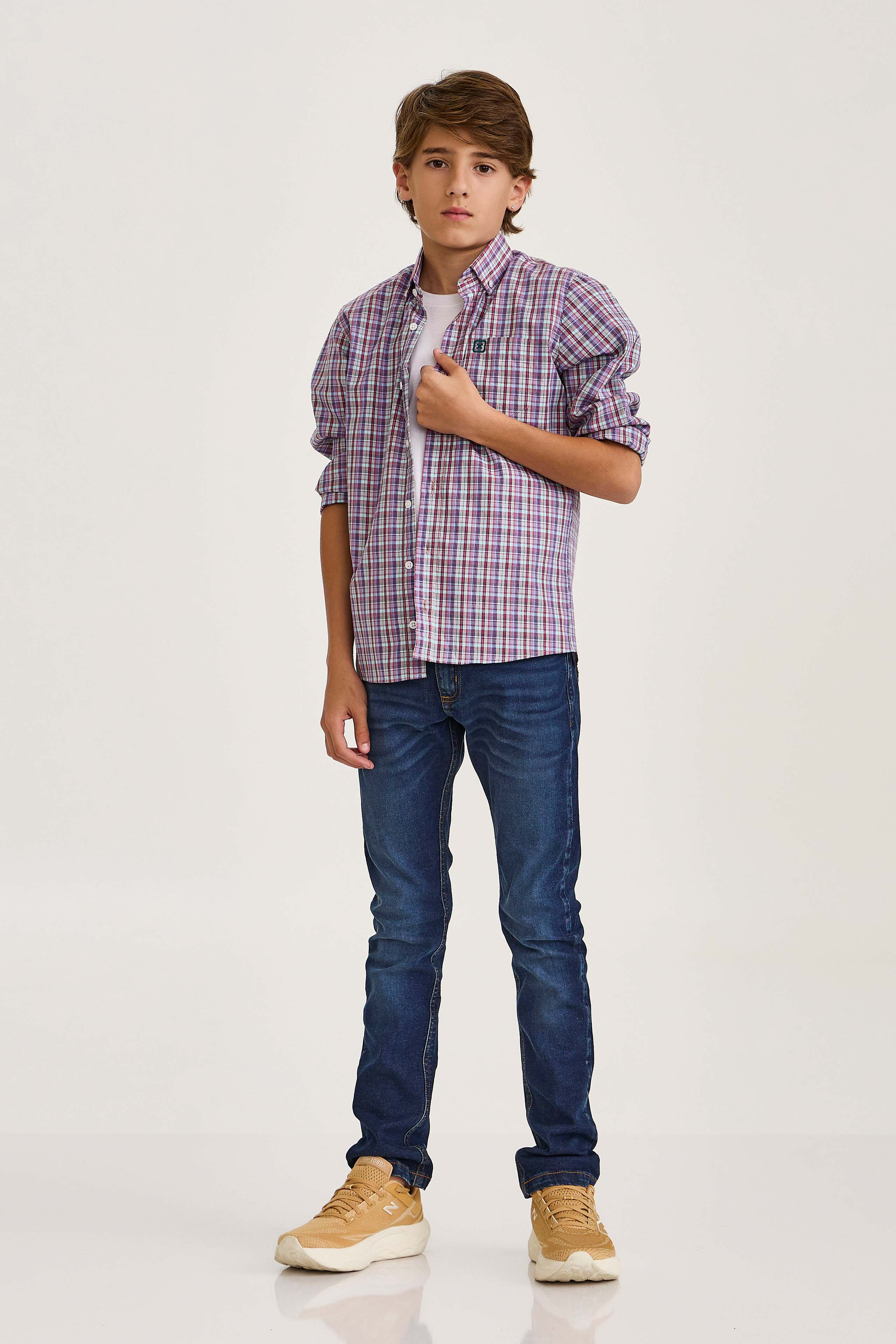 CAMISA TRICOLINE REGULAR BORDADA 29236Li INFANTIL