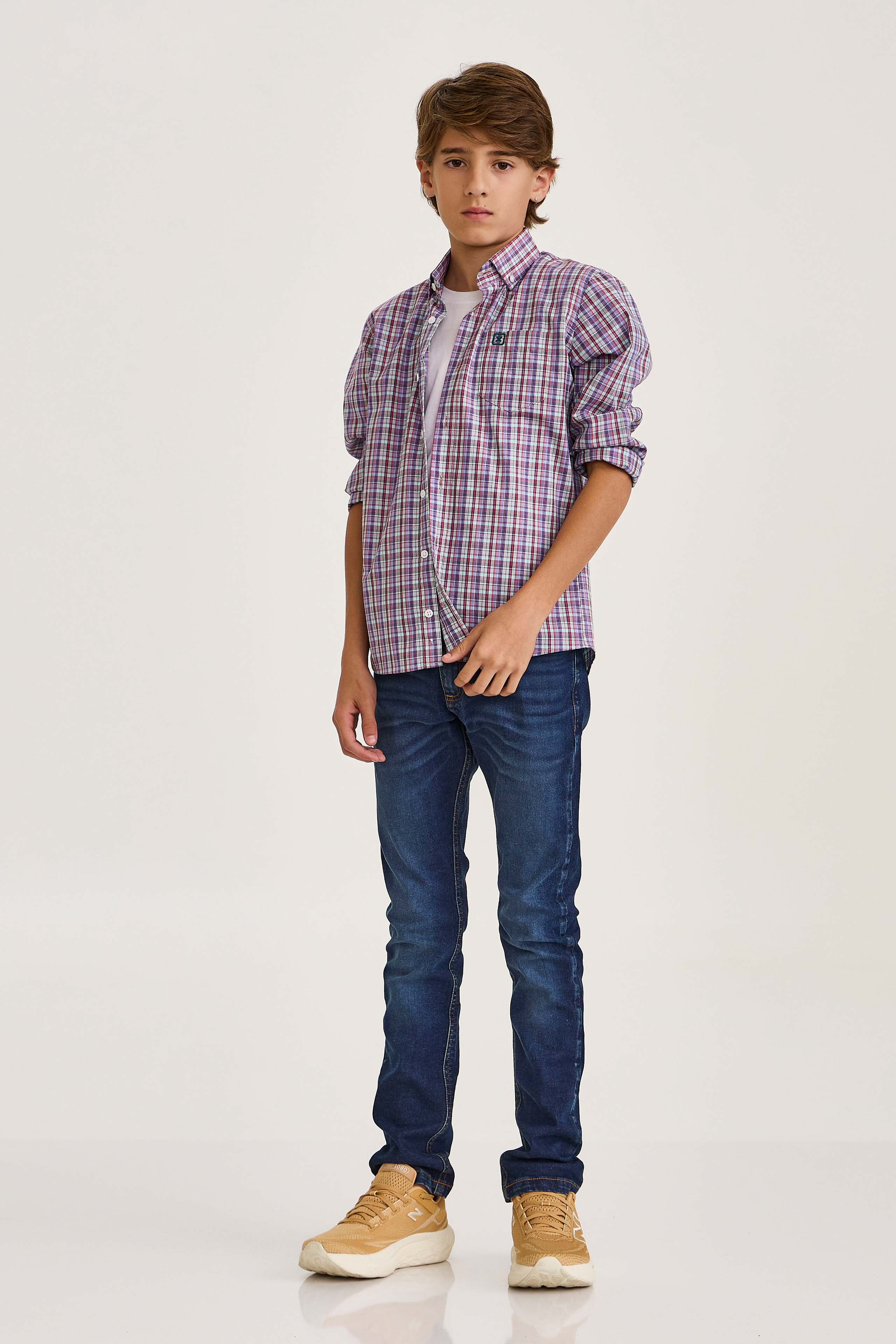 CAMISA TRICOLINE REGULAR BORDADA 29236Li INFANTIL