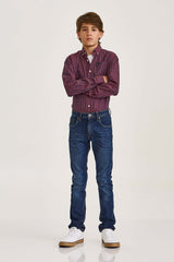 CAMISA REGULAR TRICOLINE BORDADA 29237Li INFANTIL