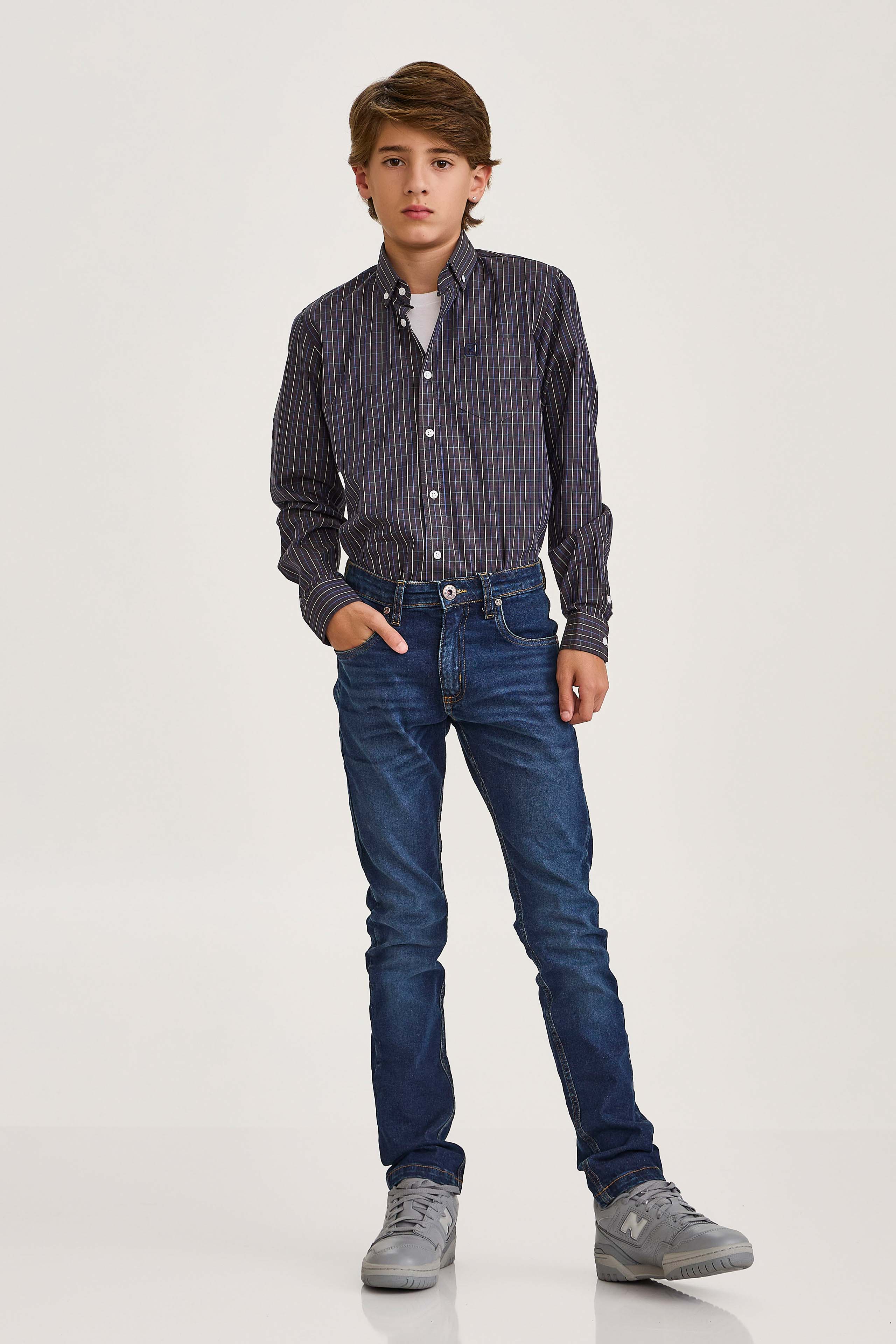 CAMISA REGULAR TRICOLINE BORDADA 29239Li INFANTIL