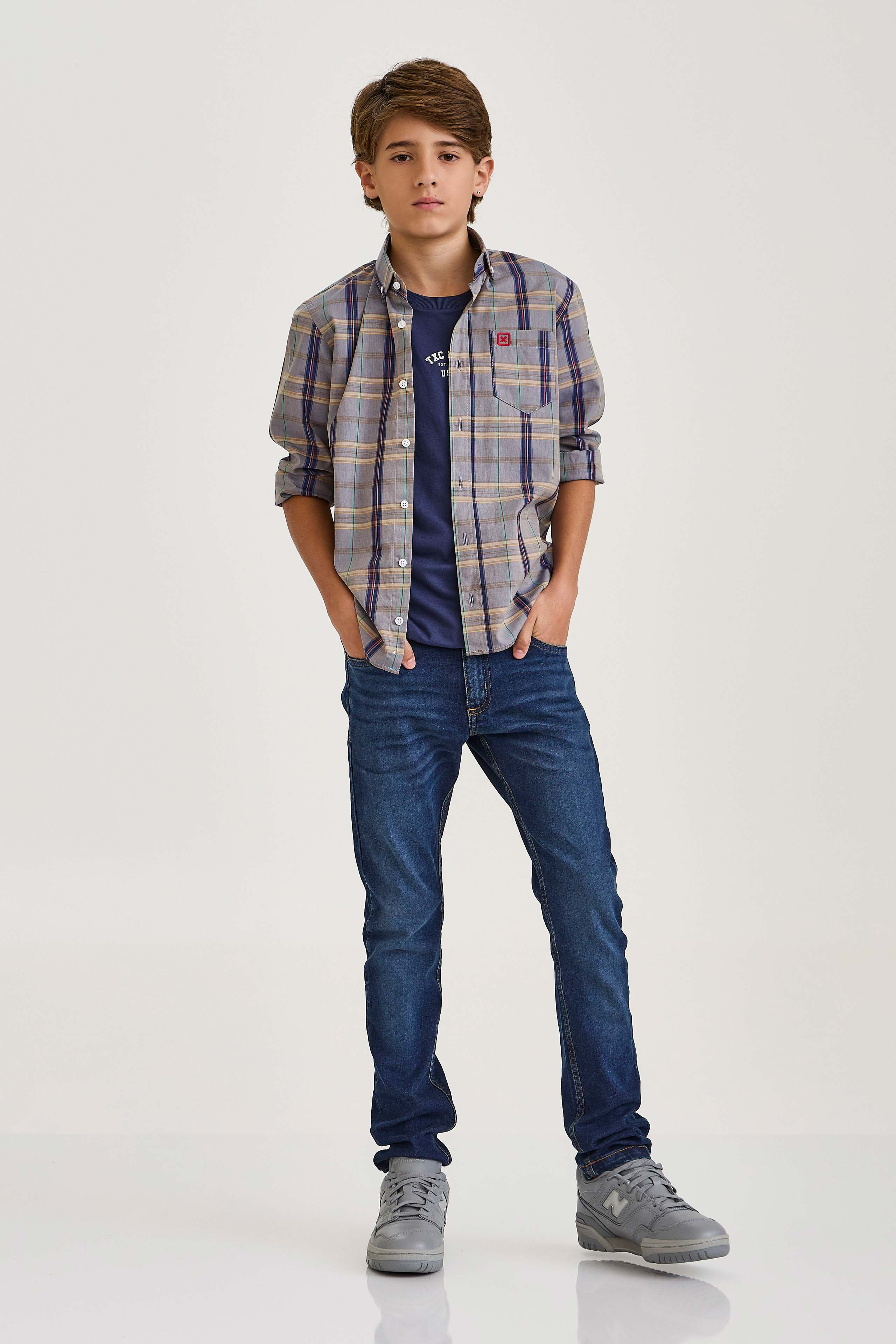 CAMISA REGULAR TRICOLINE BORDADA 29242Li INFANTIL