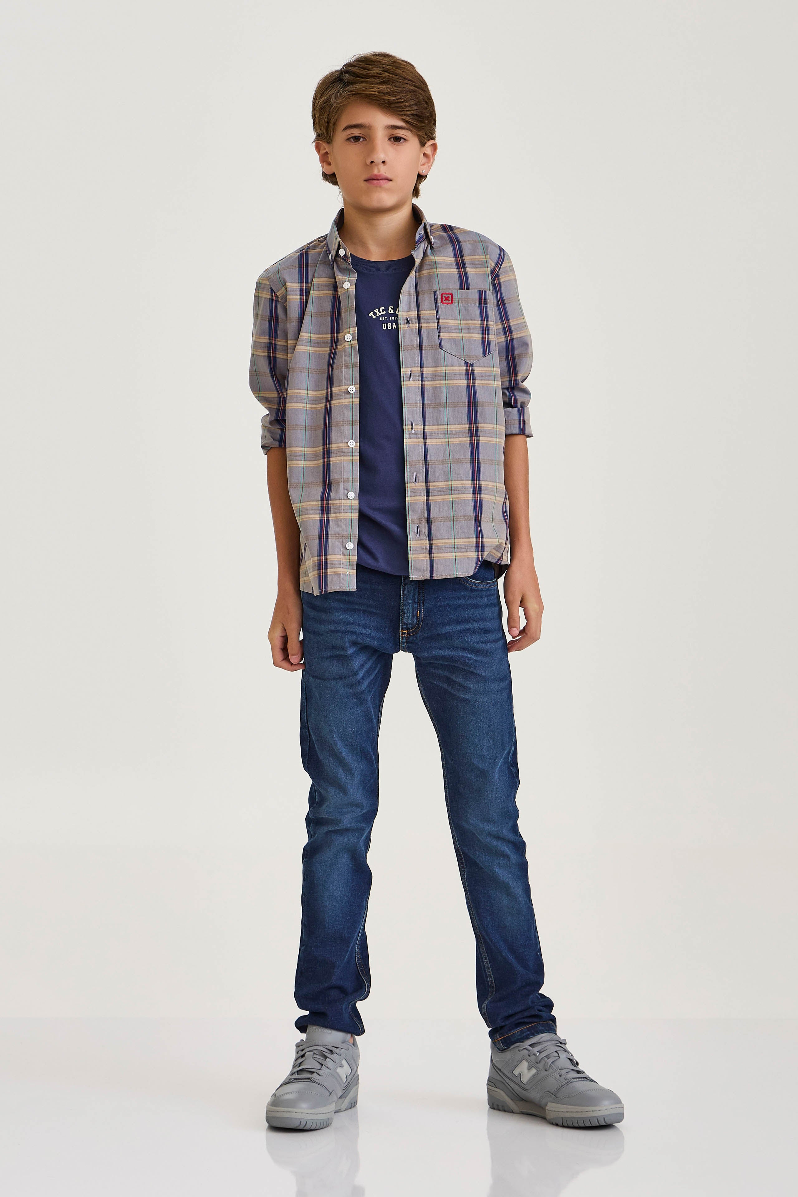 CAMISA REGULAR TRICOLINE BORDADA 29242Li INFANTIL