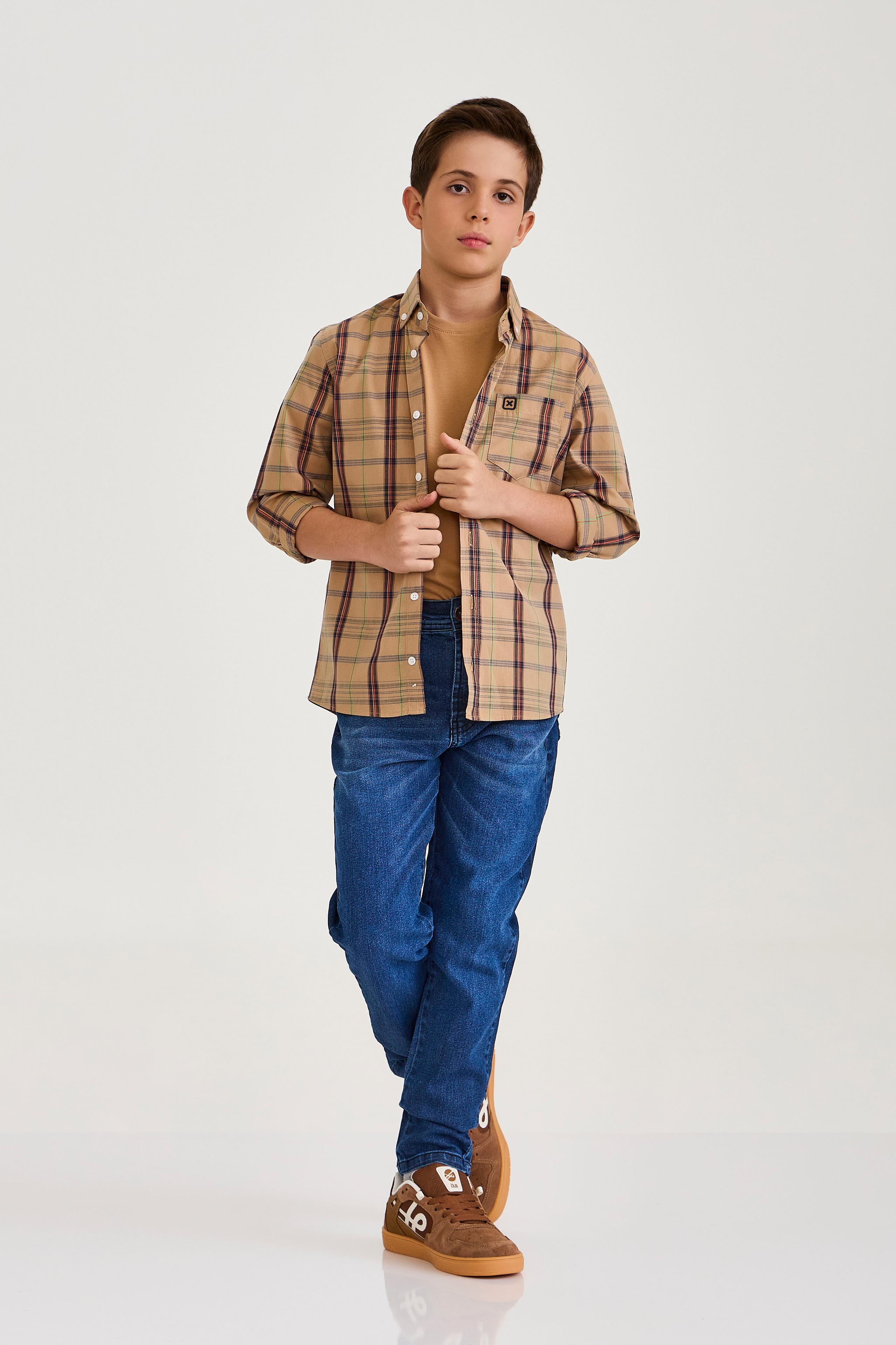 CAMISA REGULAR TRICOLINE BORDADA 29246Li INFANTIL