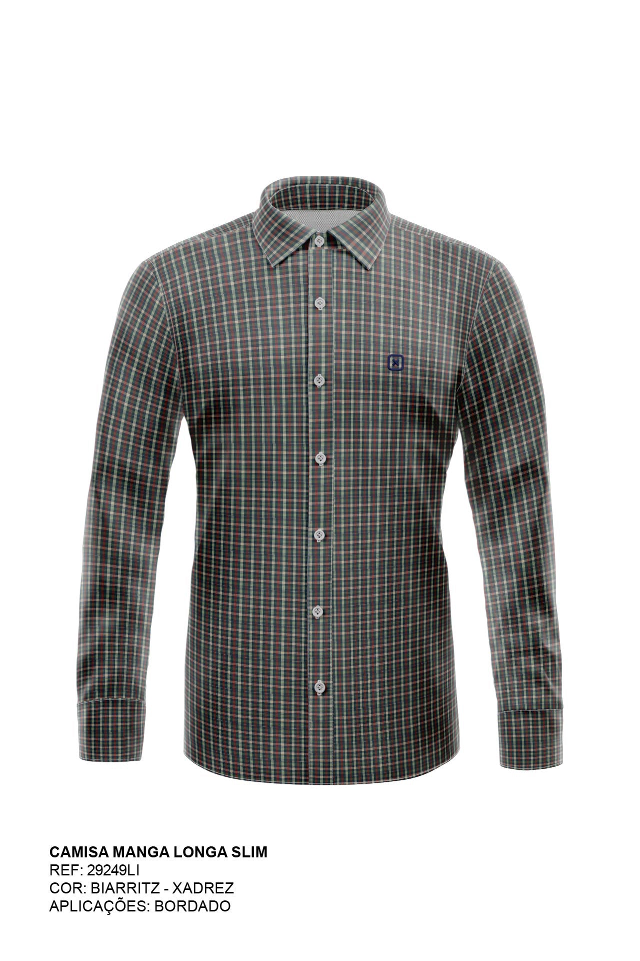 CAMISA SLIM TAFETA BORDADA 29249Li INFANTIL