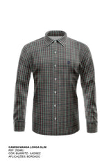 CAMISA SLIM TAFETA BORDADA 29249Li INFANTIL