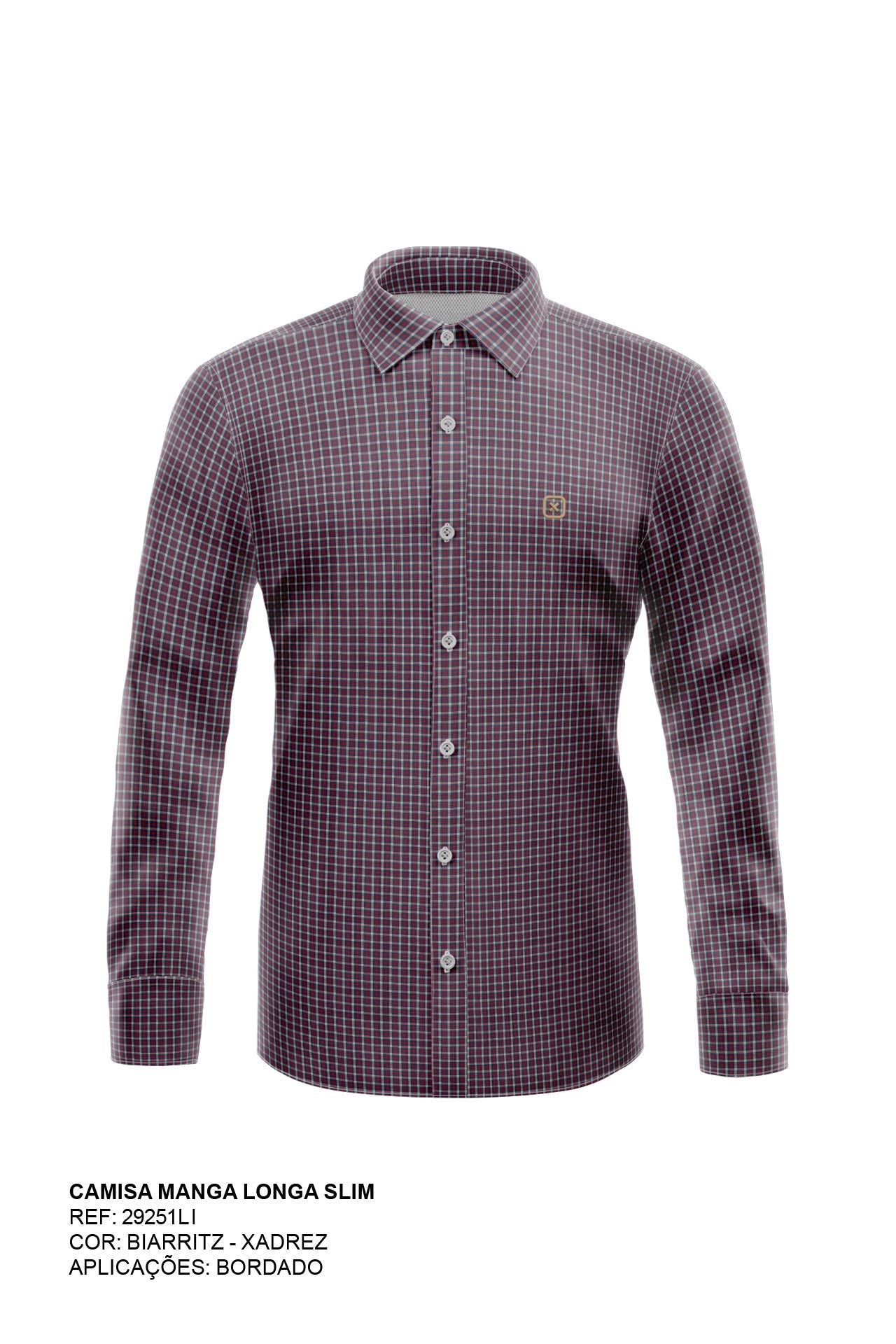 CAMISA SLIM TAFETA BORDADA 29251Li INFANTIL