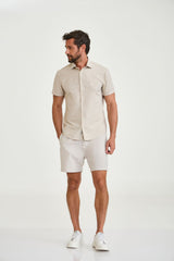 CAMISA CURTA SLIM MODAL BORDADO 29402C