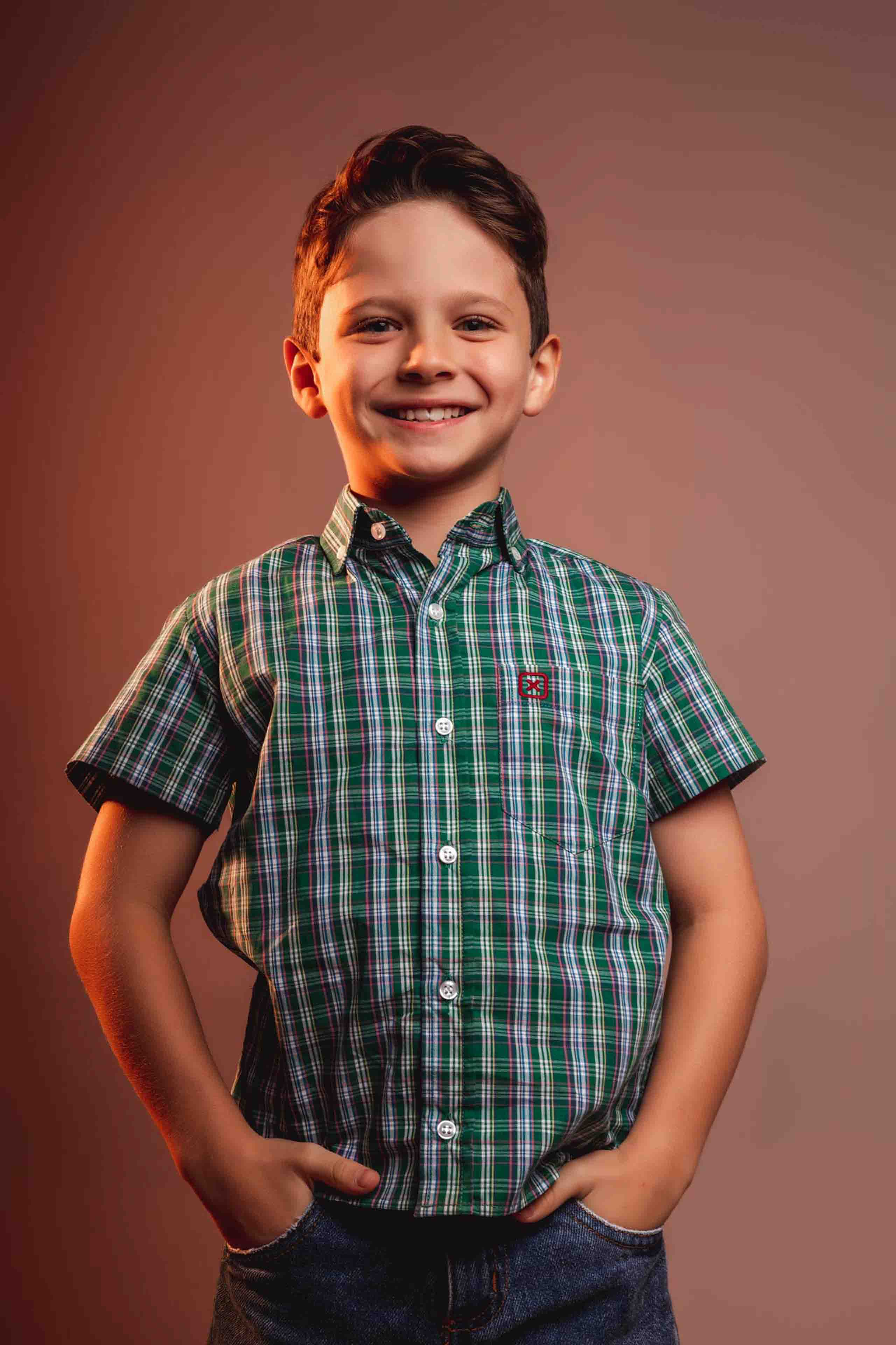 Camisa Infantil Custom Xadrez Mc Bordada - 2946Ci