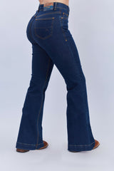 CALCA JEANS FLARE STRETCH PLAQUINHA 30115