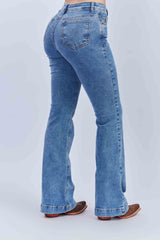 CALCA JEANS FLARE STRETCH PLAQUINHA 30117