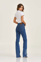 CALCA JEANS BOOTCUT STRETCH BORDADA 30184