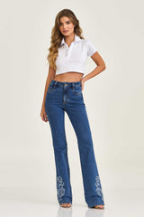 CALCA JEANS BOOTCUT STRETCH BORDADA 30184