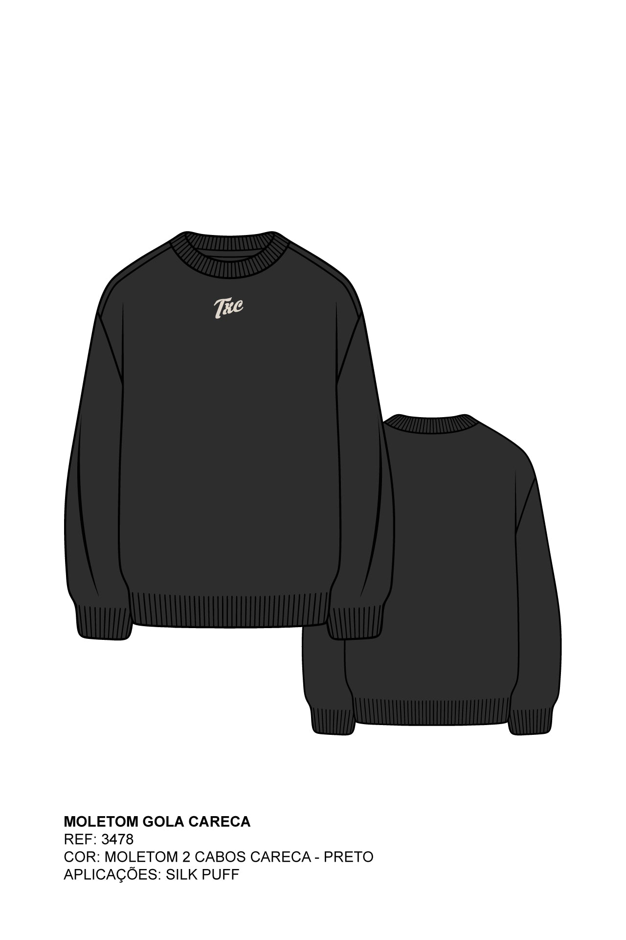 MOLETOM BLUSAO BORDADO 3478