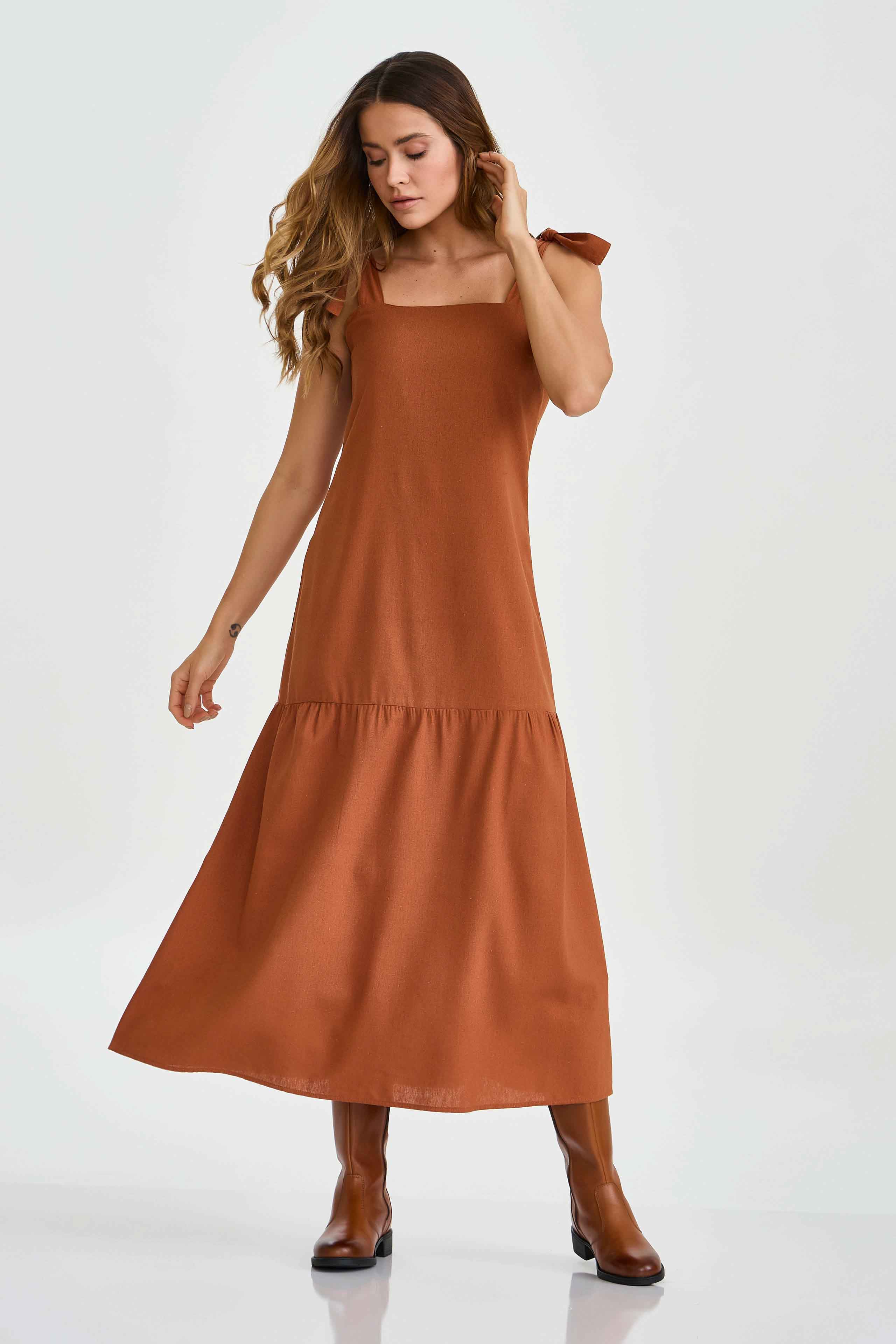 VESTIDO LONGO LINHO COM PLAQUINHA 40094V