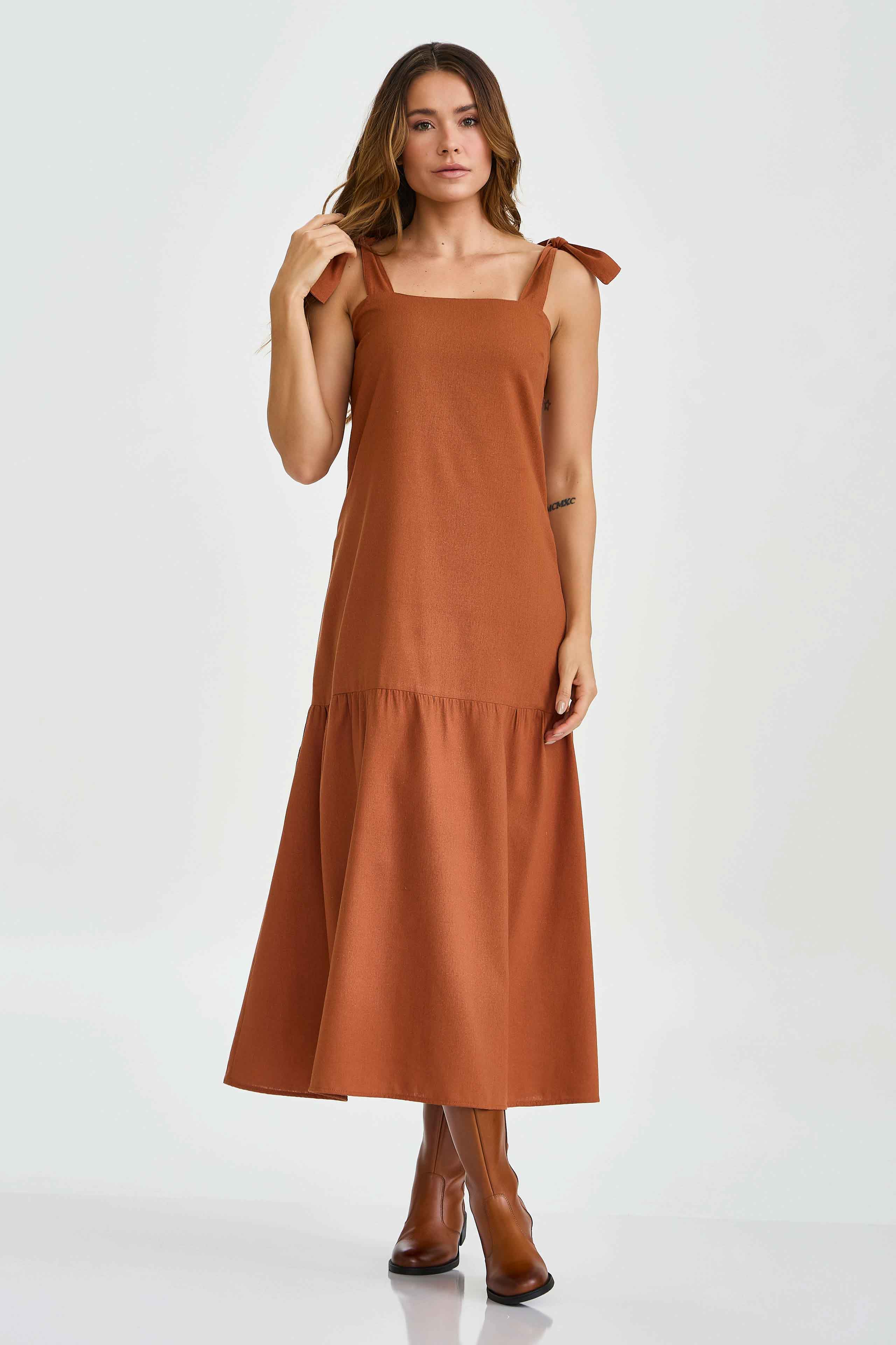 VESTIDO LONGO LINHO COM PLAQUINHA 40094V