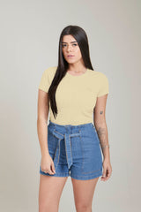 CAMISETA SLIM MEIA MALHA PENTEADA BORDADA 4981