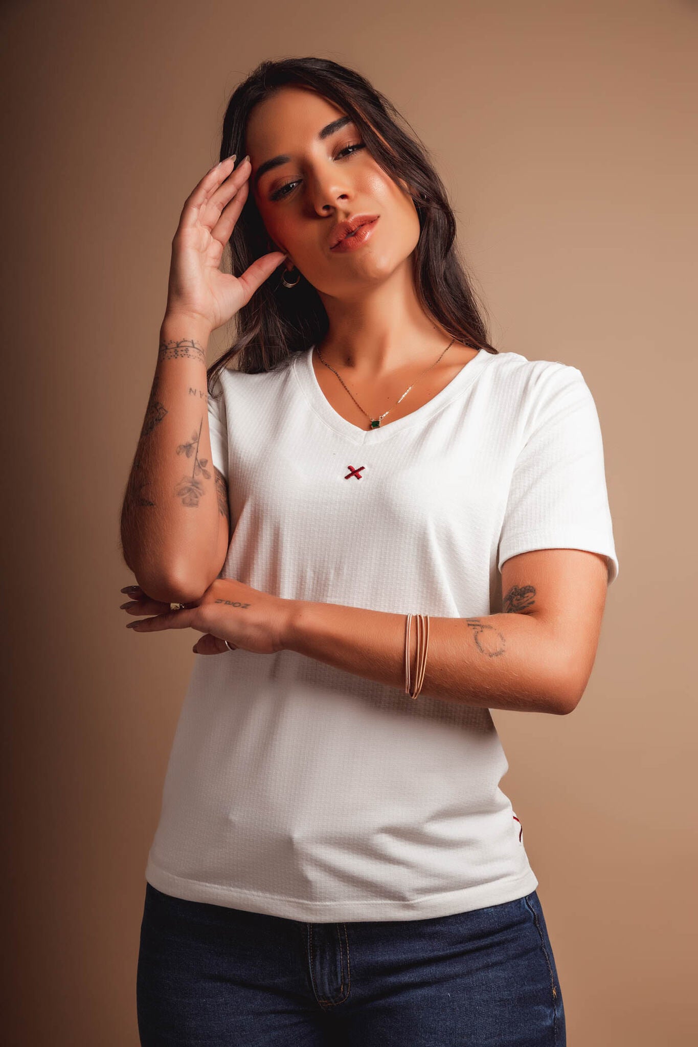 BLUSA CUSTOM MC BORDADO 50524