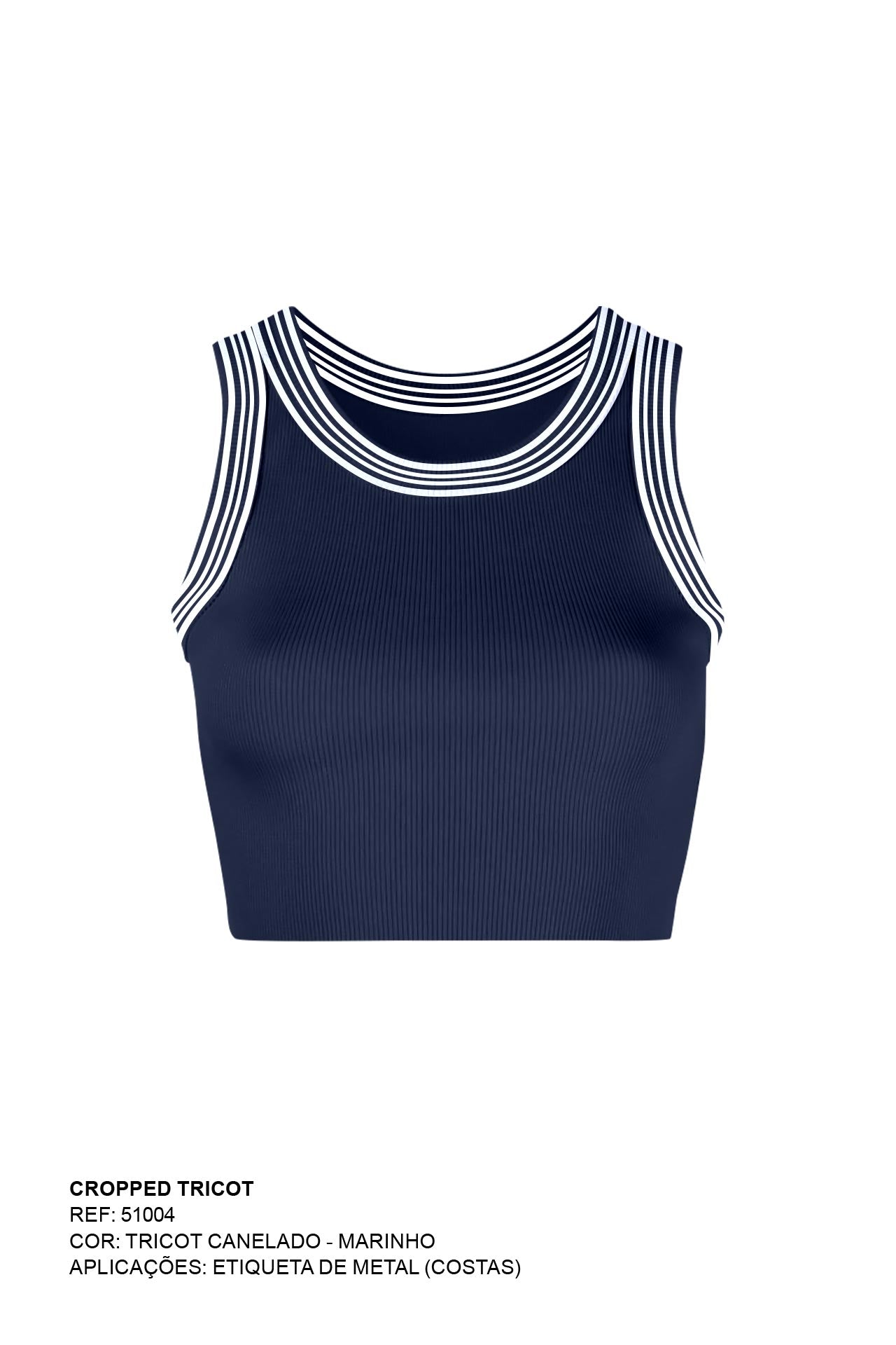 CROPPED GOLA REDONDA TRICOT BORDADO 51004