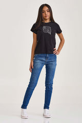 CAMISETA SLIM MEIA MALHA PENTEADA BORDADA 51041i INFANTIL