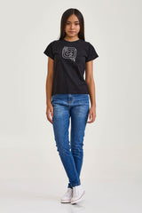 CAMISETA SLIM MEIA MALHA PENTEADA BORDADA 51041i INFANTIL