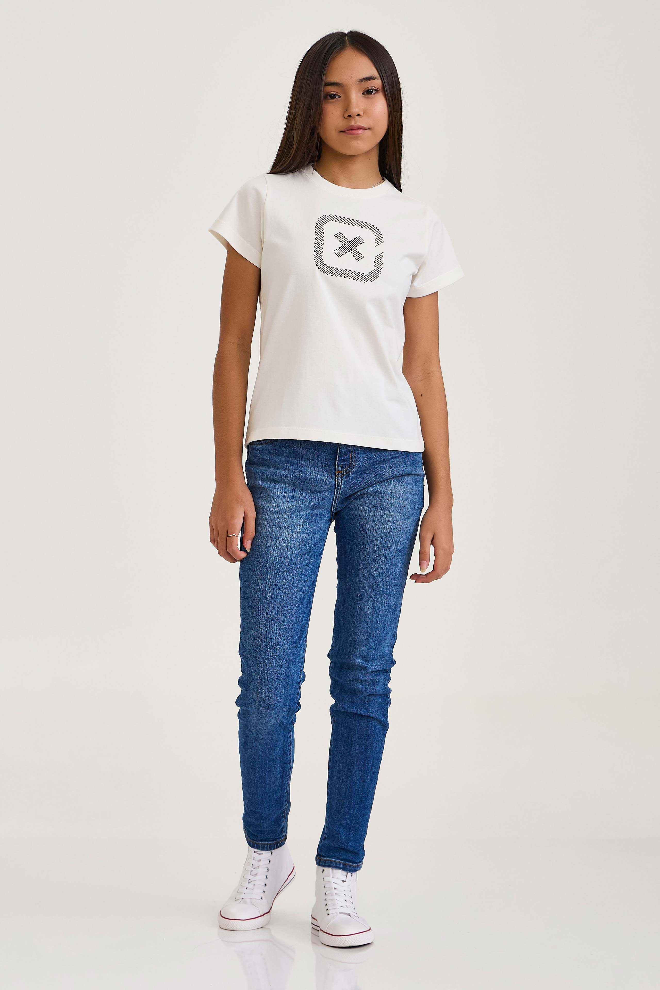 CAMISETA SLIM MEIA MALHA PENTEADA BORDADA 51048i INFANTIL