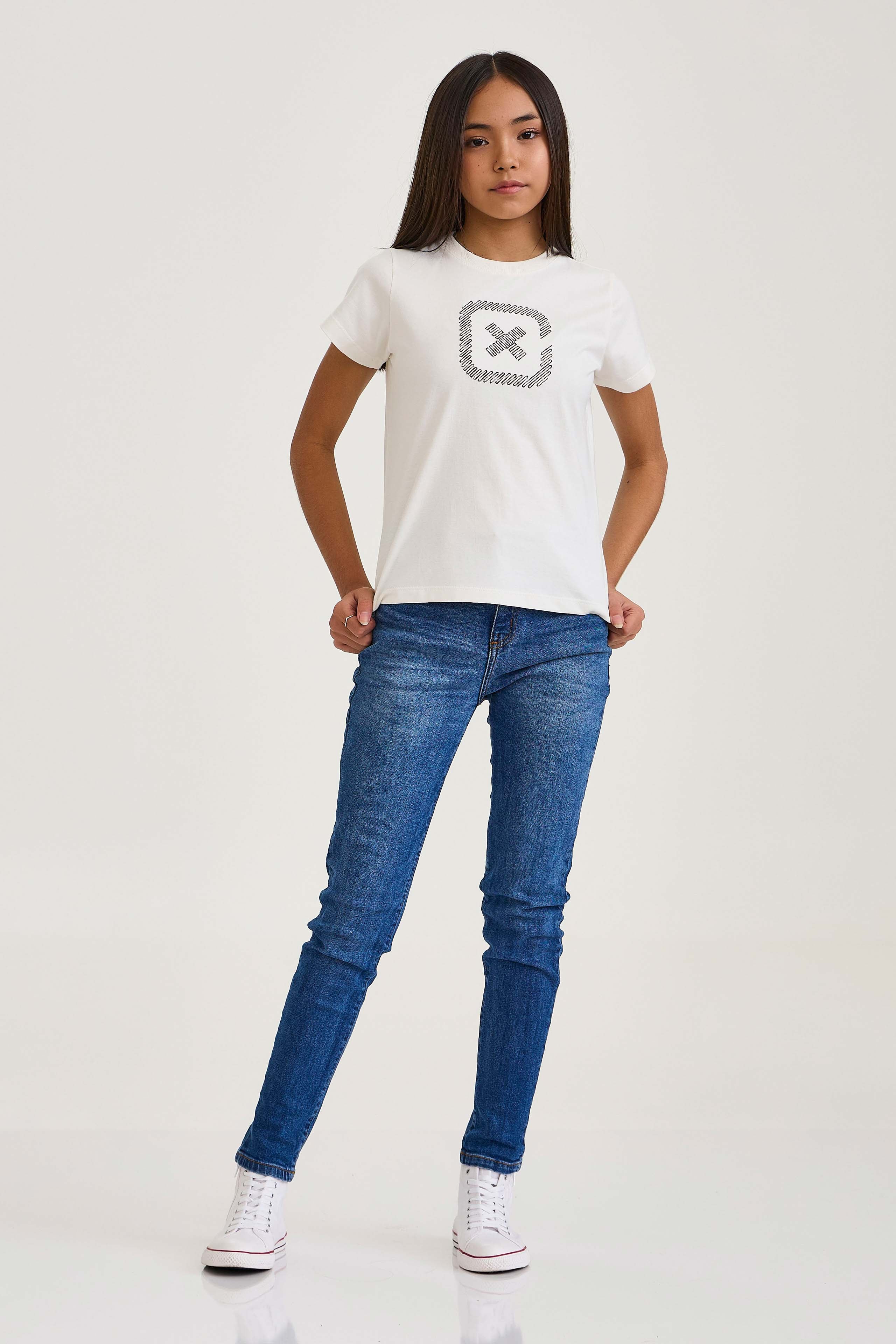 CAMISETA SLIM MEIA MALHA PENTEADA BORDADA 51048i INFANTIL