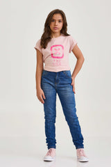 CAMISETA SLIM MEIA MALHA PENTEADA ESTAMPADA 51053i INFANTIL