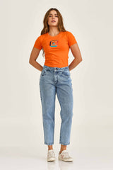 CAMISETA SLIM MEIA MALHA PENTEADA BORDADA 51066