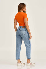 CAMISETA SLIM MEIA MALHA PENTEADA BORDADA 51066