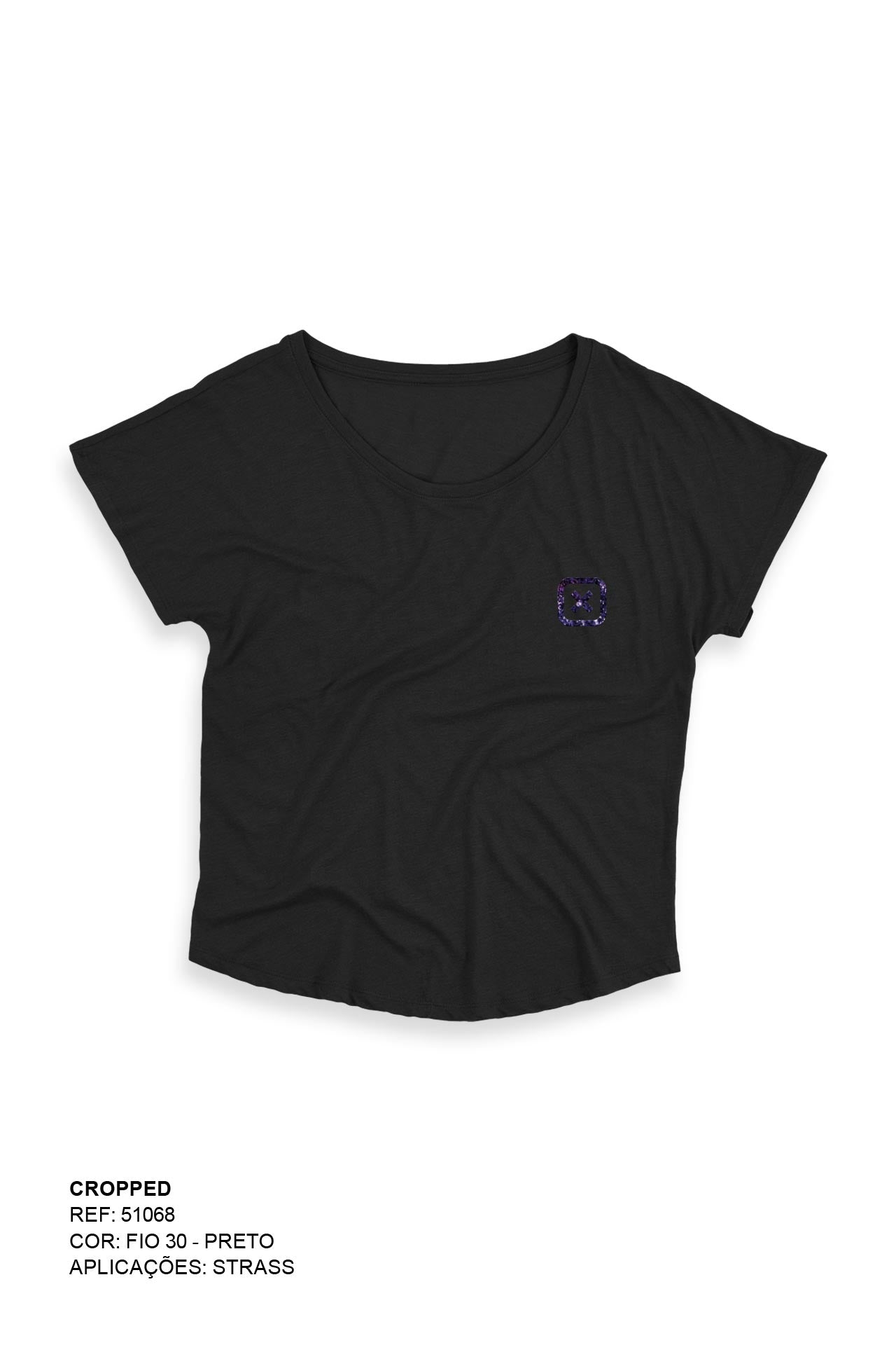 CROPPED REGULAR MEIA MALHA  STRASS 51068