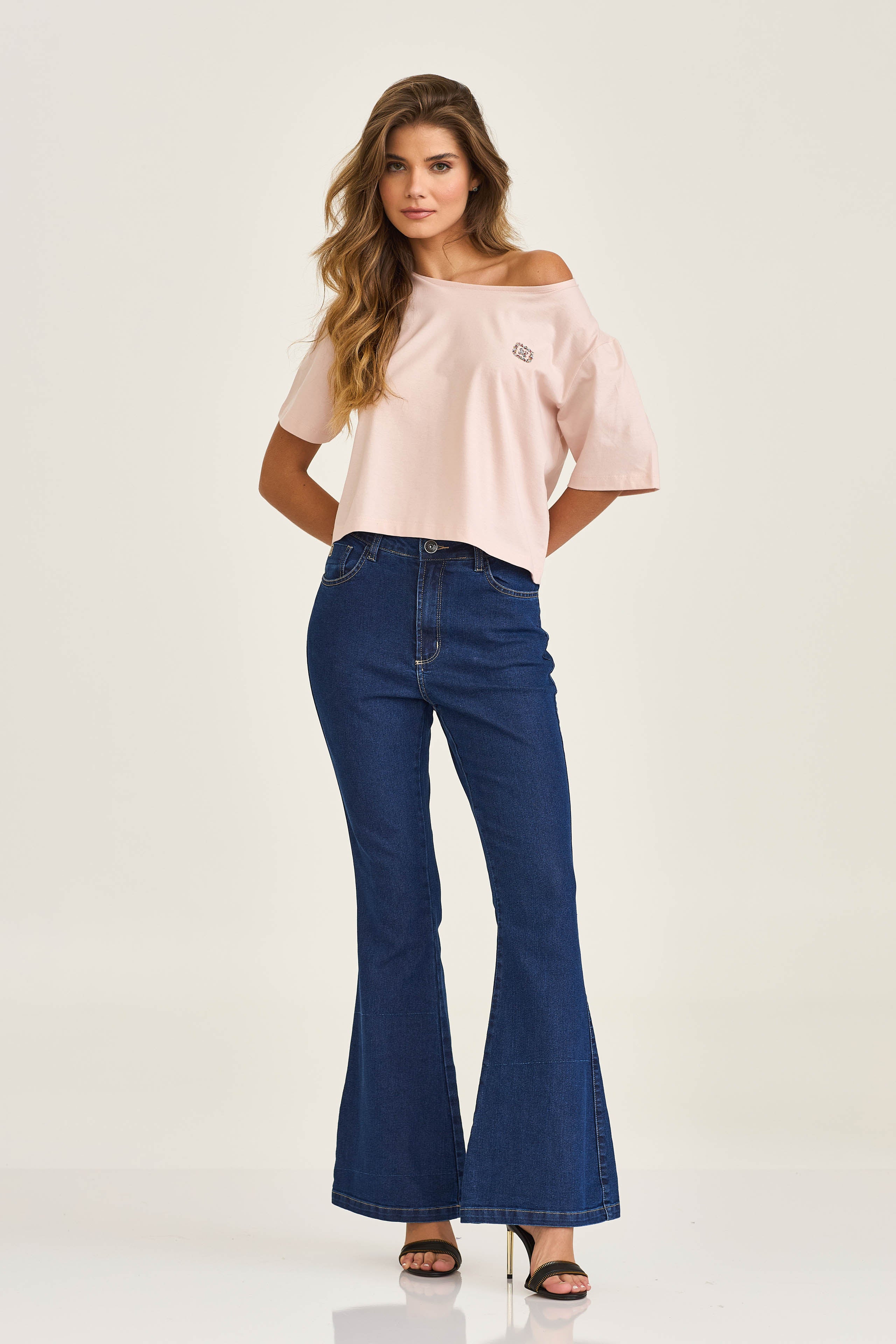 CROPPED REGULAR MEIA MALHA  STRASS 51068