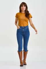 CAMISETA SLIM MEIA MALHA PENTEADA BORDADA 51128