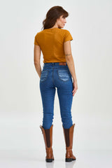 CAMISETA SLIM MEIA MALHA PENTEADA BORDADA 51128