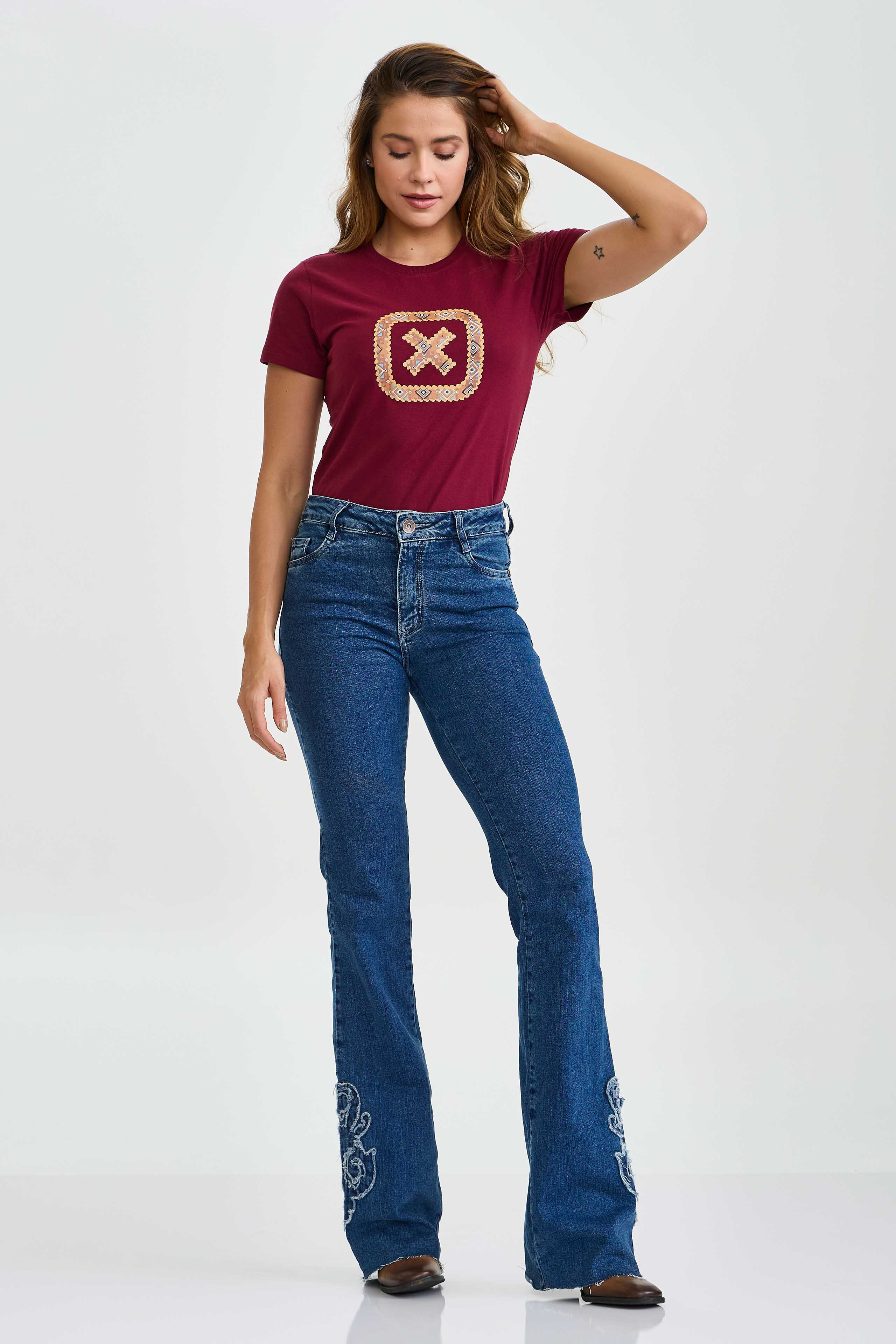 CAMISETA SLIM MEIA MALHA PENTEADA ESTAMPADA 51129