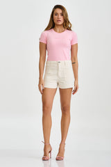 CAMISETA SLIM MEIA MALHA PENTEADA BORDADA 51131