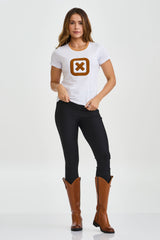 CAMISETA SLIM MEIA MALHA PENTEADA BORDADA 51132