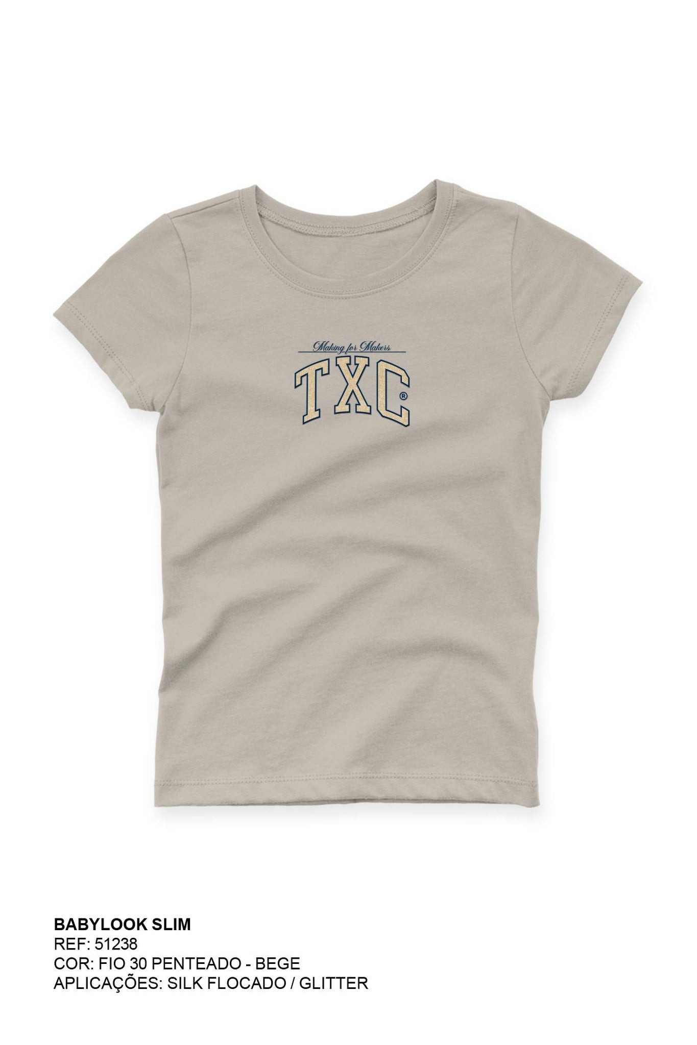 CAMISETA SLIM MEIA MALHA PENTEADA GLITTER 51238