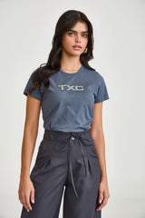 CAMISETA SLIM MEIA MALHA PENTEADA STRASS 51239