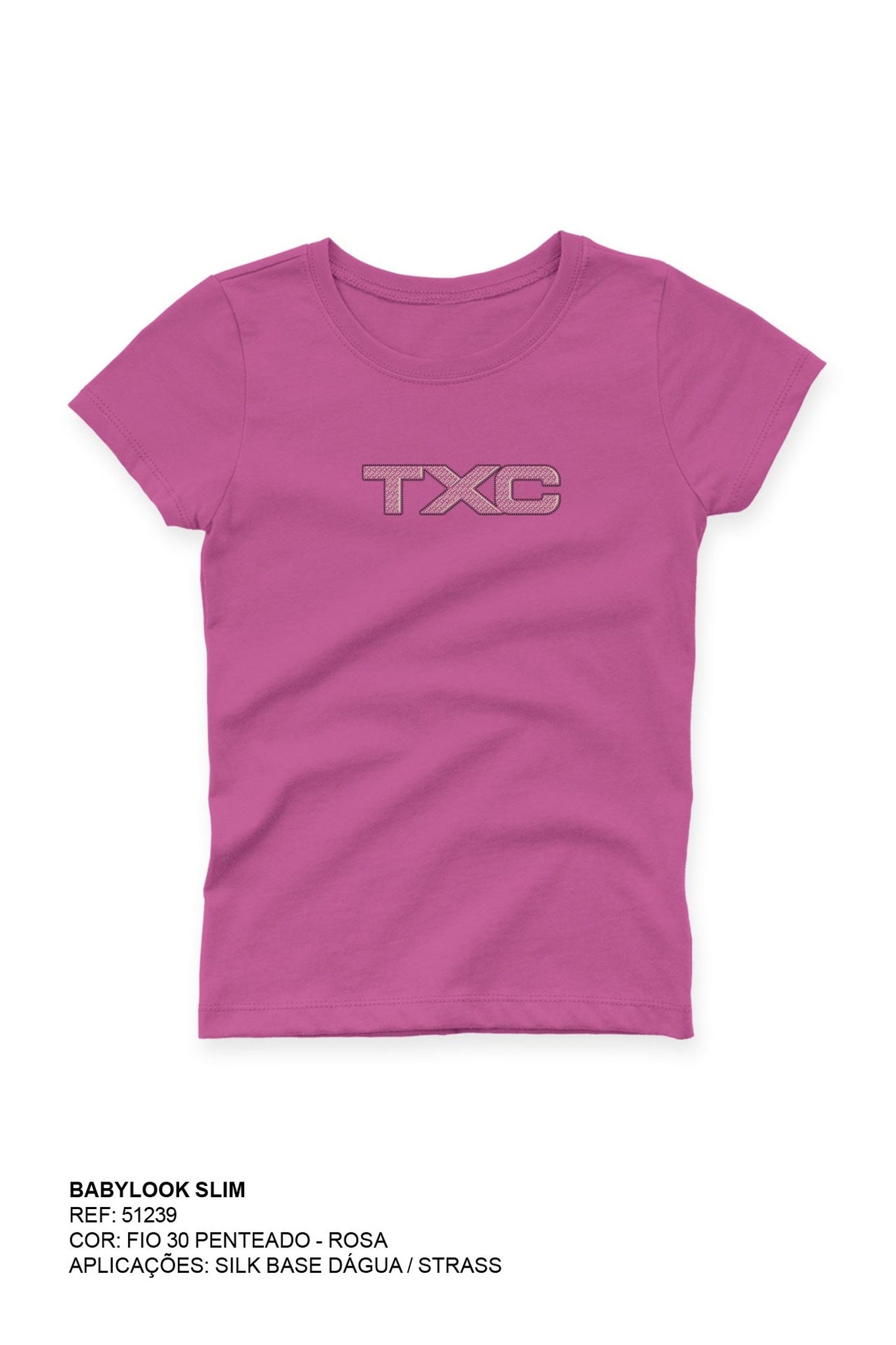 CAMISETA SLIM MEIA MALHA PENTEADA STRASS 51239