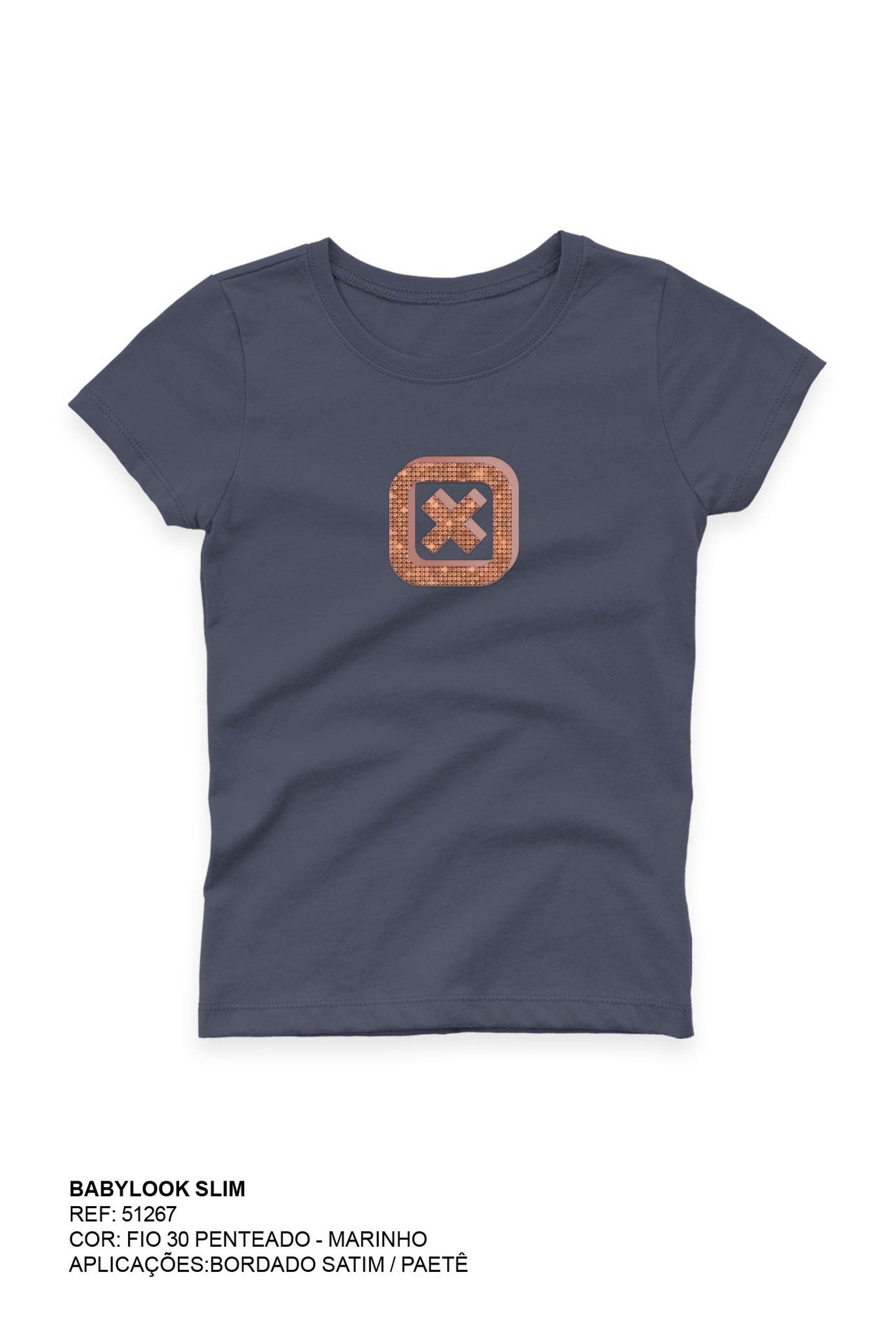 CAMISETA SLIM MEIA MALHA PENTEADA PAETE 51267