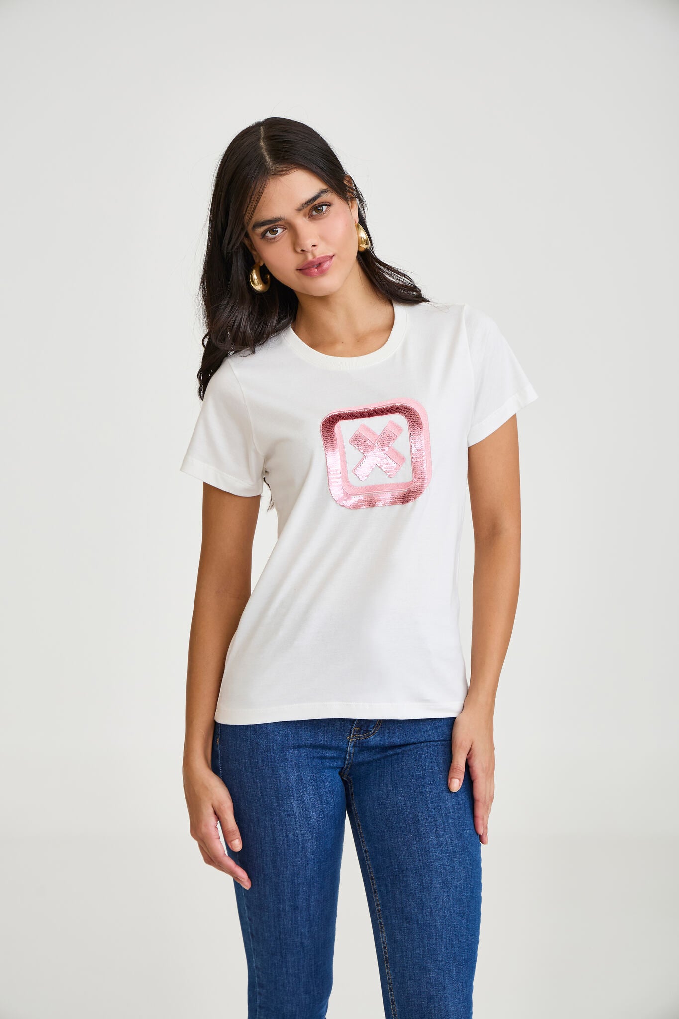 CAMISETA SLIM MEIA MALHA PENTEADA PAETE 51267