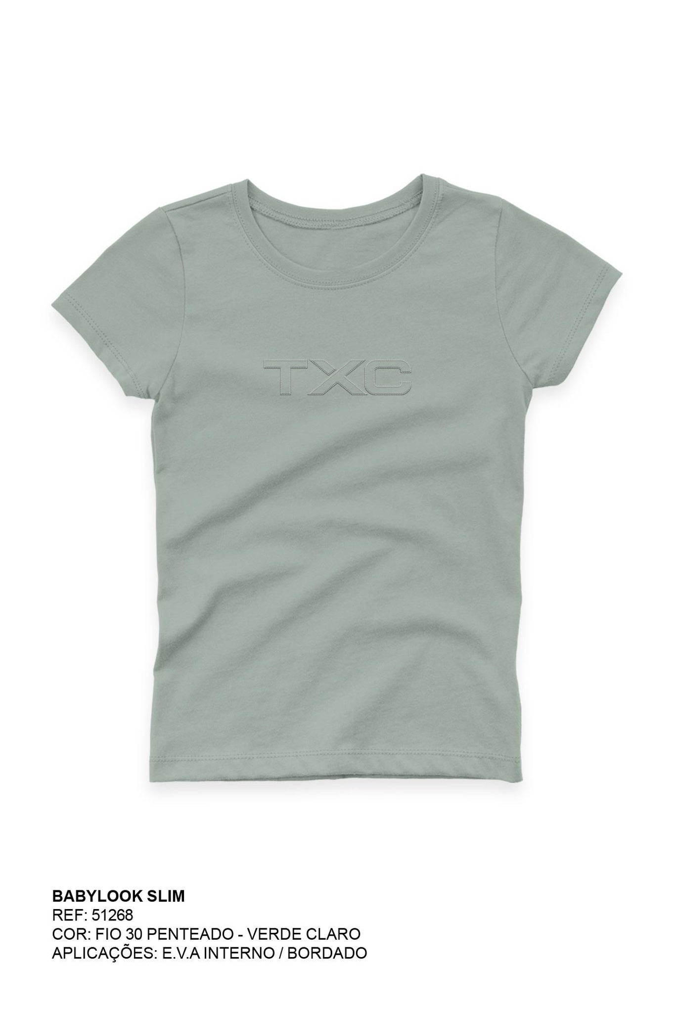 CAMISETA SLIM MEIA MALHA PENTEADA BORDADA 51268