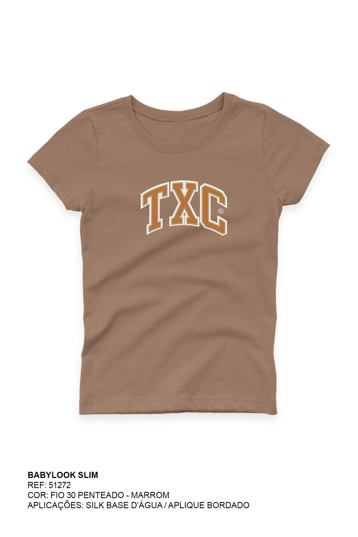 CAMISETA SLIM MEIA MALHA PENTEADA BORDADO 51272