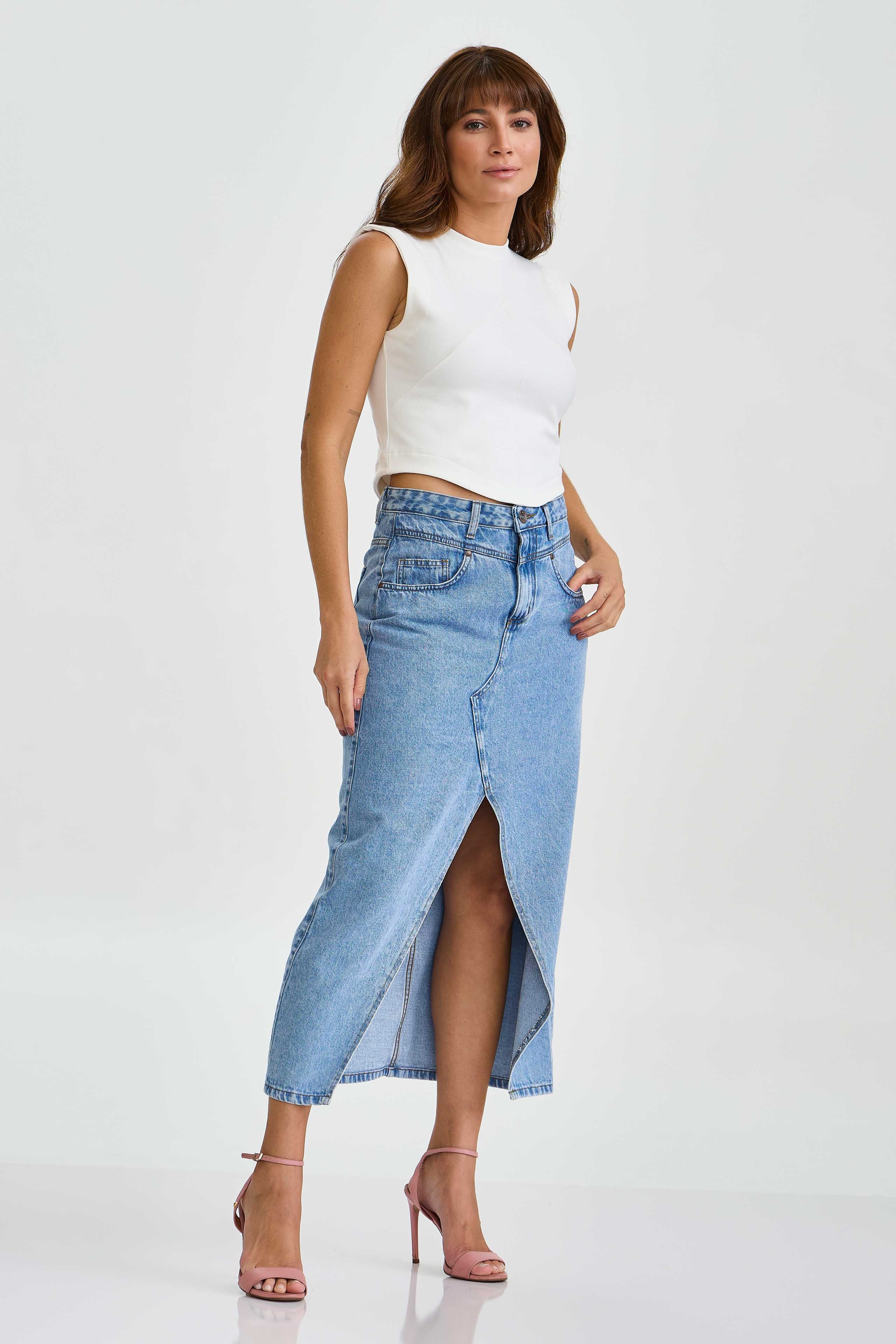 SAIA JEANS MIDI BORDADA 60021S