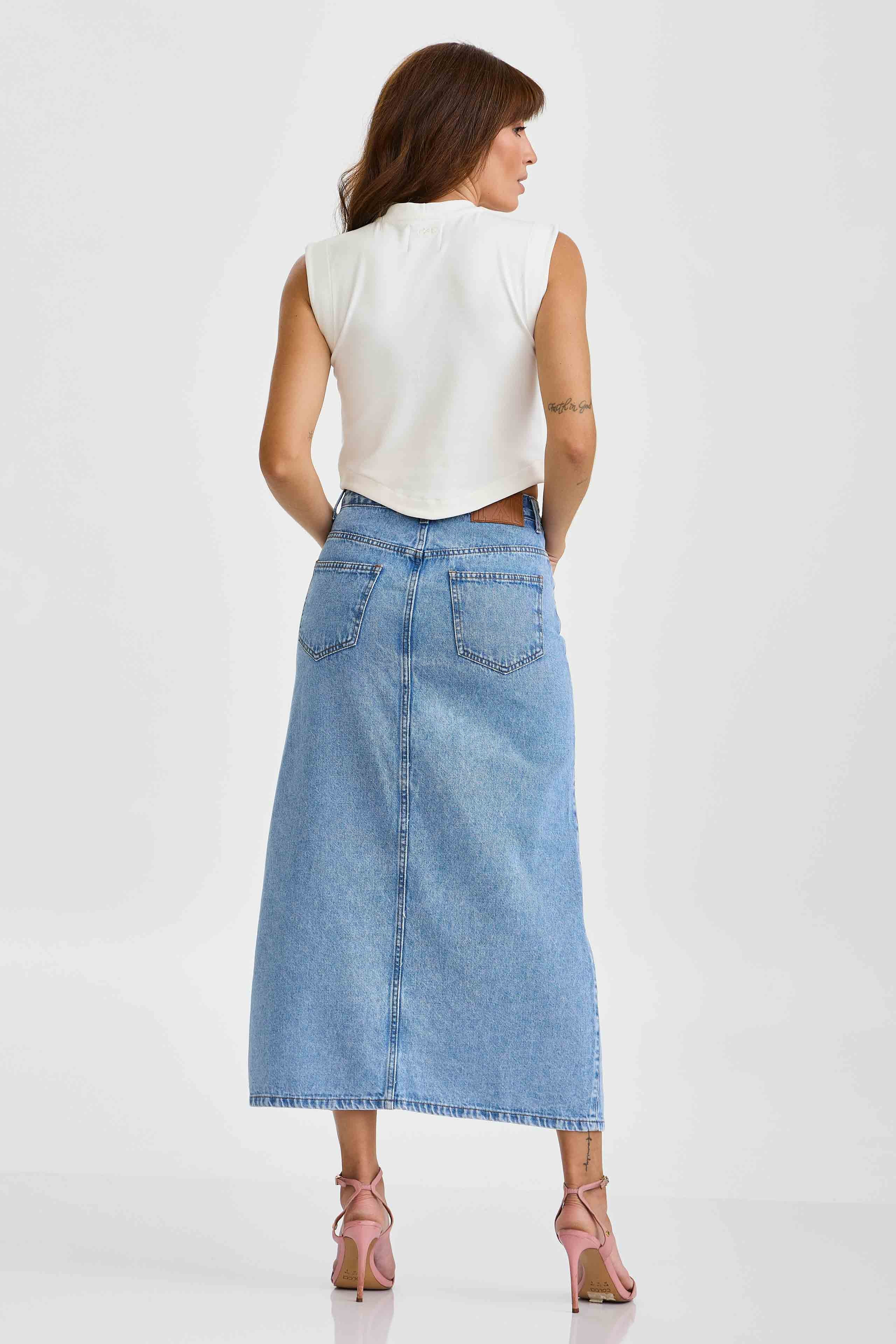 SAIA JEANS MIDI BORDADA 60021S