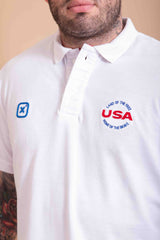 Camisa Polo Masculina Branca USA Plus Size - 6412P