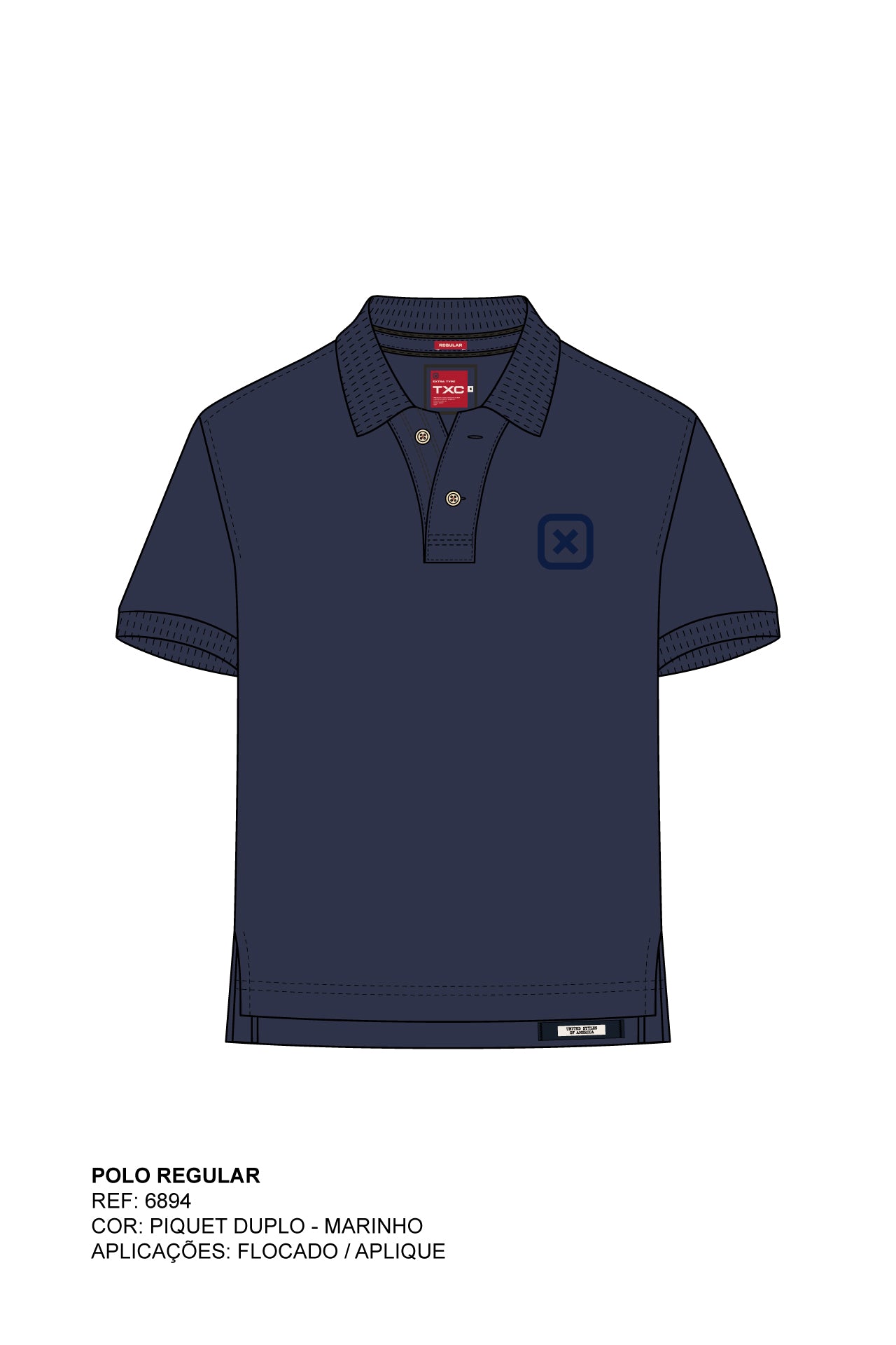 POLO REGULAR PIQUET BORDADA 6894