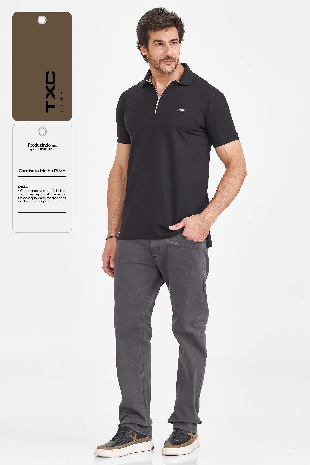 POLO REGULAR MALHA PIMA PLAQUINHA 6900